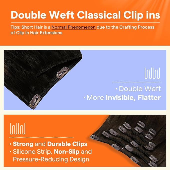 Full Shine Clip in Hair Extensions Dark Brown 22 Inch Balayage Hair Clip in Extensions Remy Hair Dark Brown Ombre Hair Extensions Real Human Hair Clip ins Straight 7 Pcs 120 G