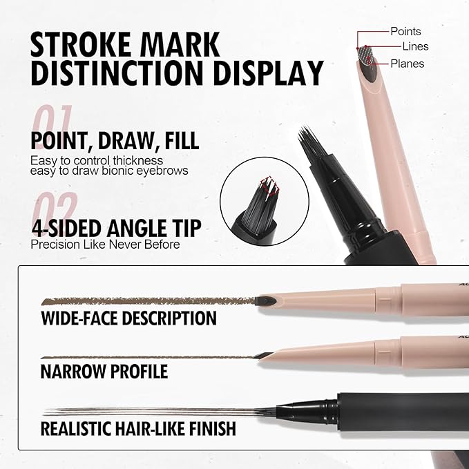 Anglicolor Microblading Eyebrow Pen, Liquid Eyebrow Pen, Square Angled Eyebrow Brush Natural Hair-Like Brow, Long-Lasting, Waterproof Eye brow Pencil for Women and Girls Makeup (02 Mocha)