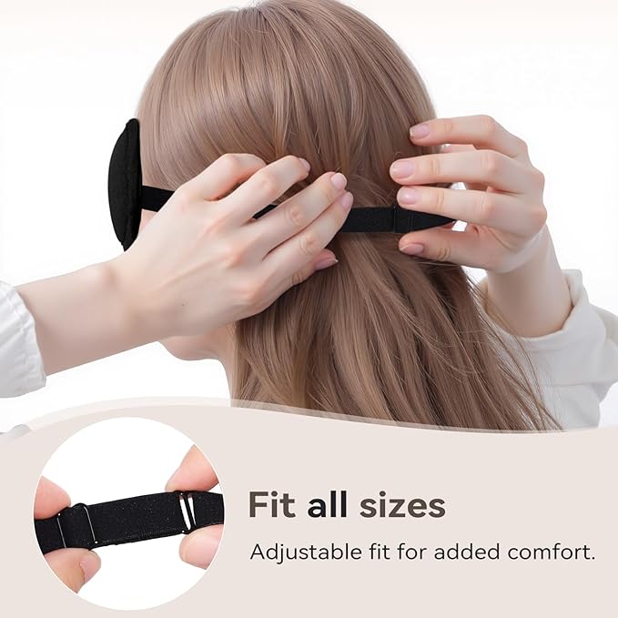 Slim 3D Sleep Mask for Side Sleepers, Blackout Sleeping Maskfor Men Women, Zero Eye Pressure, Ultra Soft Eye Masks for Sleeping, Perfect for Travel, Nap, Meditation, Airplane (Black)