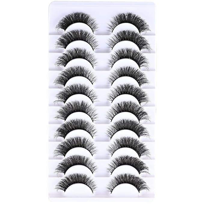 FARRED Cat Eye Lashes Short False Eyelashes Wispy Lashes Mink Fox Eye Lash Fluffy Eyelash Natural Look 10 Pairs Fake Lashes Pack Volume Lash Strips Pestañas
