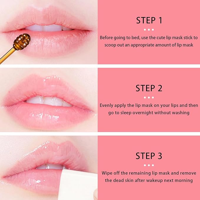 1 PCS Bee Lip Balm Lip Mask Honey Pot, Honey Moisturizing Sleeping Lip Mask Overnight with Sticks, Lip Balm Honey Pot Lip Balm Hydrating Prevention Dry and Crack Lip Scrubs Exfoliator