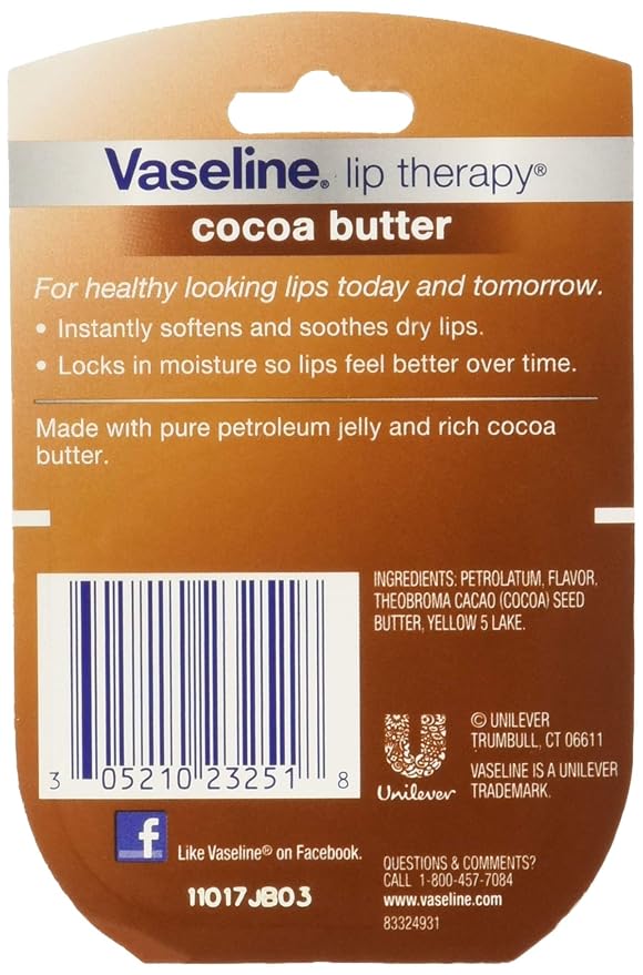 Vaseline Lip Therapy Cocoa Butter, 25 oz (Pack of 5)