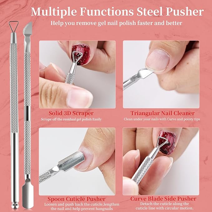 JODSONE Gel Nail Remover No Need Soaking or Wrapping for Quick And Easy Removal At Home with Cuticle Pusher and Nail File