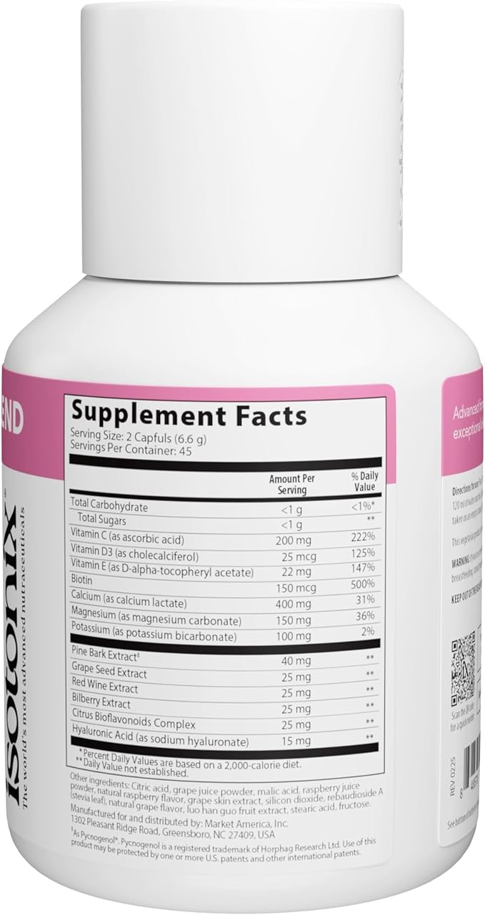 Isotonix OPC-3 Beauty Blend – Pycnogenol, Grape Seed & Hyaluronic Acid for Skin Hydration, Elasticity & Collagen Support, Isotonic Powder, Vegetarian, 90 Servings