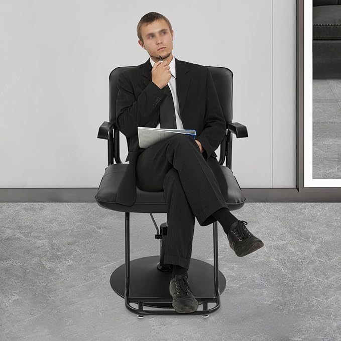 Barber Salon Chair for Hair Stylist,Hair Chair for Barbershop Home Height Adjustable & 360° Swivel Styling Salon Chairs Spa Beauty Salon Equipment, 550Lbs Capacity (Black)