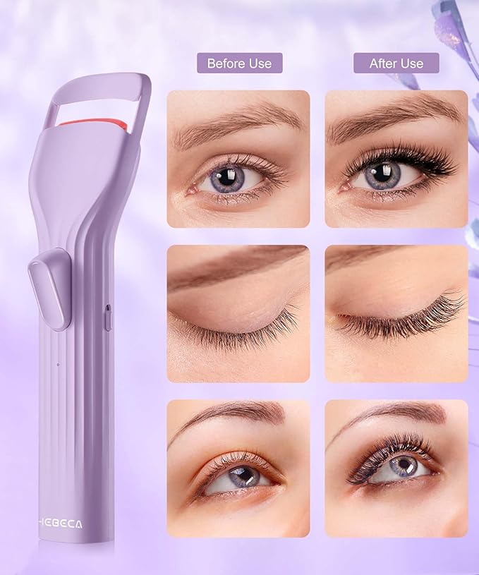 Heated Eyelash Curler Pro,Heated Lashes Curler with 149°F /167°F Heat Settings, Heat Eye Lashes Curler with Food-Grade Silicone pad and Rechargeable 600mAh Battery (Violet)