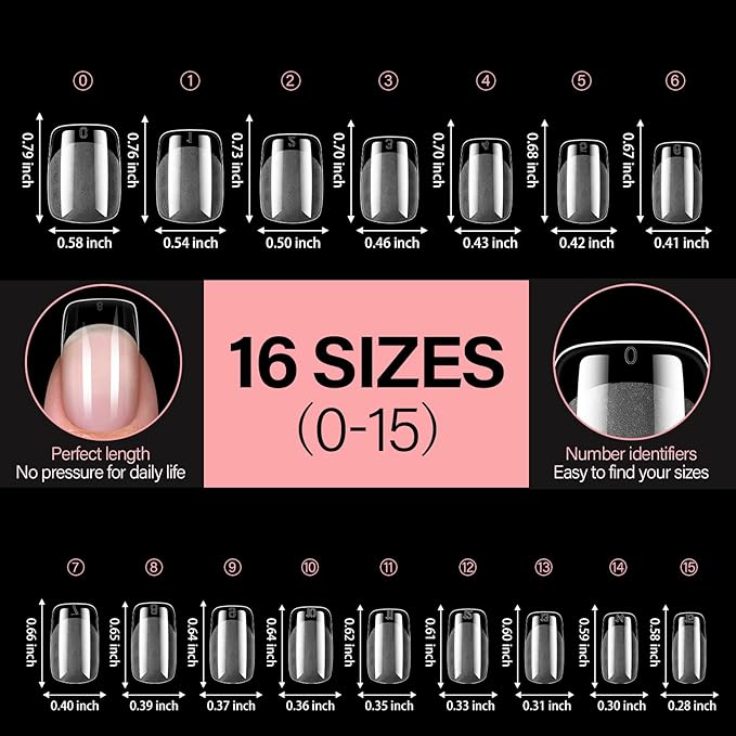 AILLSA Short Square Nail Tips, Fake Thickened Half Matte Nails Tips, Pre-shaped Press on False Nail Tip for Nail Salon 256PCS with Storage Box