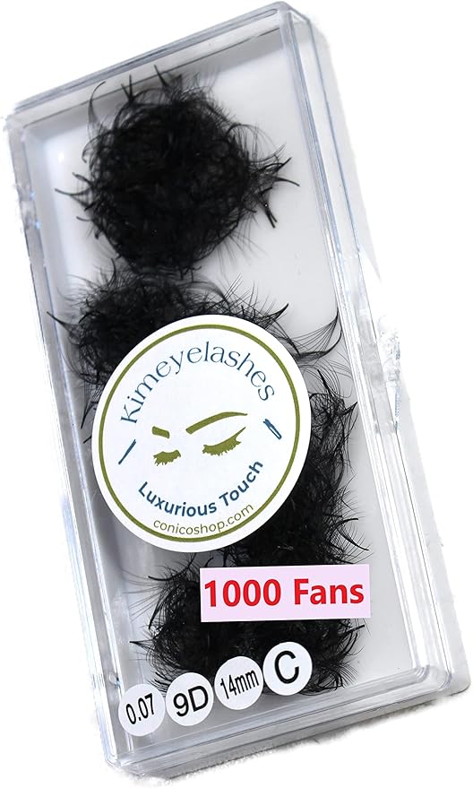 9D - 0.07 C and D Curl 1000 Premade volume fans loose Fans, Handmade eyelash extensions supplies Russian volume lash promade fan (9D - 0.07 - Curl C, 11mm)