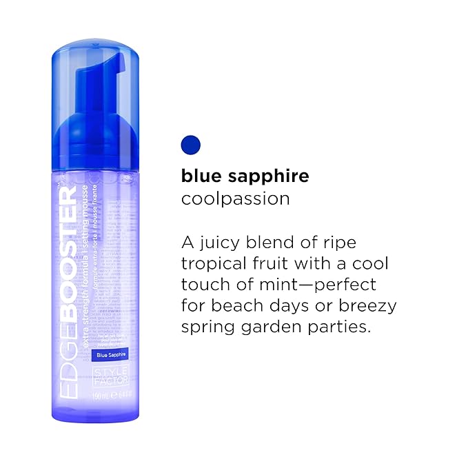Style Factor EDGE BOOSTER Extra Strength Setting Mousse – Frizz Control, Extra Volume, and Conditioning – 6.4oz Blue Sapphire Mousse for Curly Hair