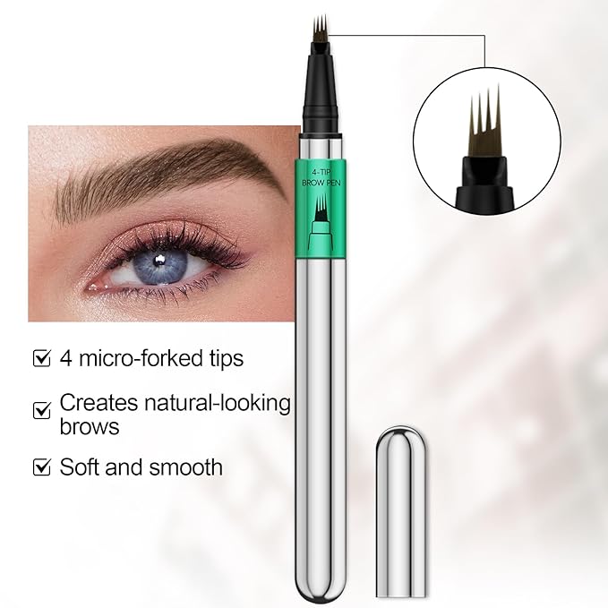 Microblading Eyebrow Pen，Waterproof Brow Pen Micro 4 Point,Eyebrow Makeup Pencil for Women to Effortlessly Create Hair Like Natural Brows，Long Lasting & Smudge-proof