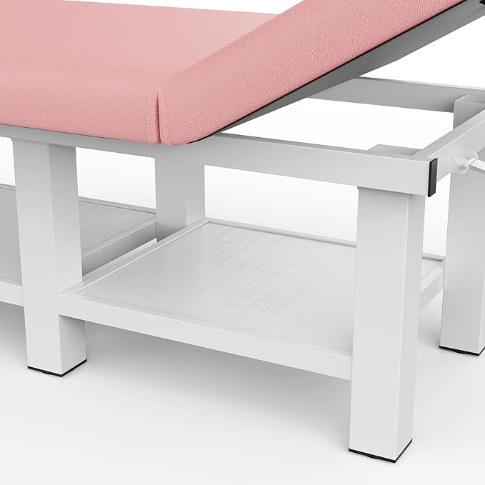 Physical Therapy Table Stationary Massage Table, 75”L 31.5''W Heavy Duty Height Adjustable Esthetician Bed w/Facial Cradle, 800LBS Metal Frame PU Leather Spa Lash Bed Professional Equipment (Pink)