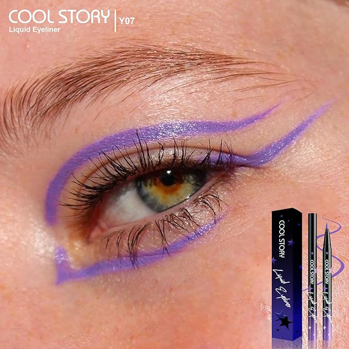 COOL STORY Liquid Eyeliner Waterproof Smudge Proof Eye Liner, 24H Long-Lasting, 0.6ml/0.02 fl.oz (Purple)