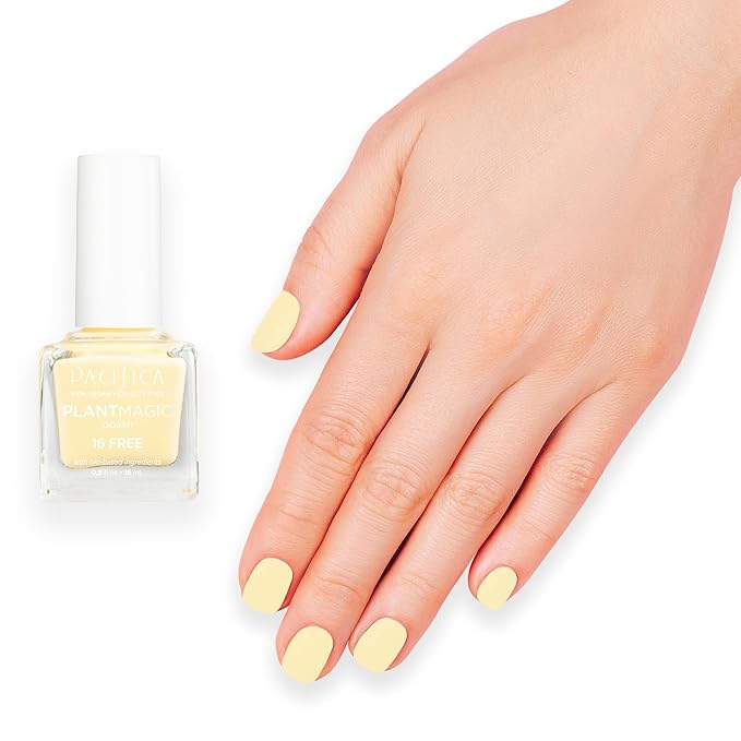 Pacifica Natural Nail Polish– Plant Magic Yellow Nail Polish - Plant Based, Non-Toxic & Clinically Tested - Lasting Colors, Glossy, Chip-Resistant, Clean Beauty, Dermatologist Approved, Happy Yellow