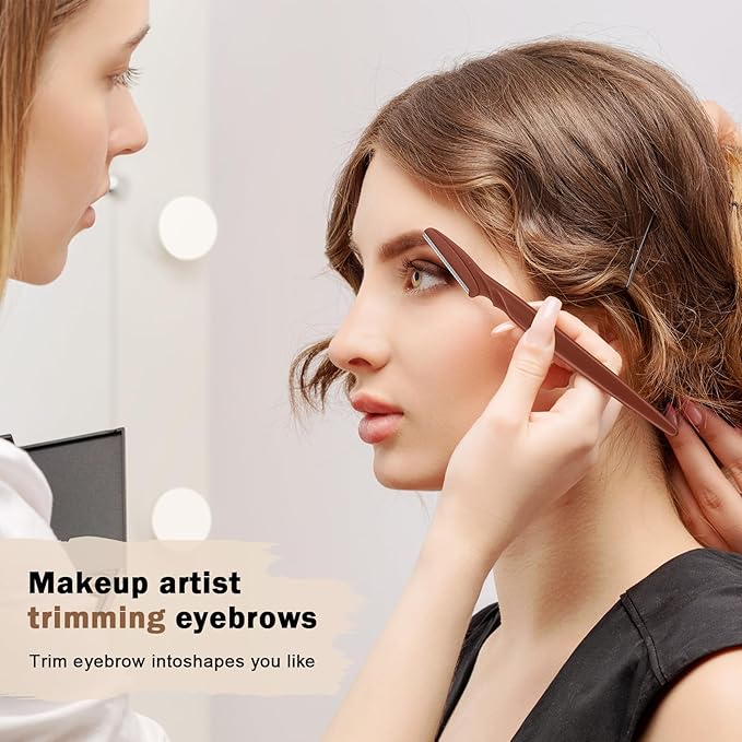 D Dermaplane Razor for Women Face - 12PCS Eyebrow Razor With Precision Cover - Dermaplaning Tool for Face Shaver - Facial Hair Removal - Neutral