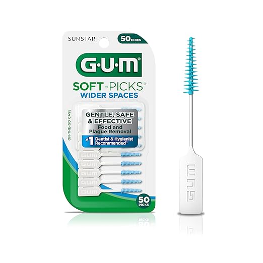 GUM Soft-Picks Wider Space, Easy to Use Dental Picks for Teeth Cleaning and Gum Health, with Convenient Carry Case, Dentist Recommended Dental Picks, 50 Count