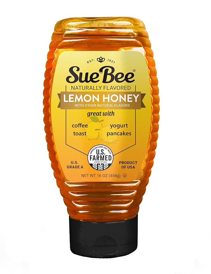 Sue Bee Naturally Flavored Lemon Honey For Tea and Water, Salads, Made in USA, 16 oz