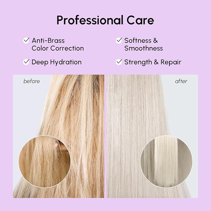 MAREE Deep Conditioning Purple Hair Mask for Blonde Hair – Purple Toner for Brassy, Bleached, Silver, or Color Treated Hair – Hair Repair Mask Keratin Hair Treatment – Matizador Para Cabello Rubio