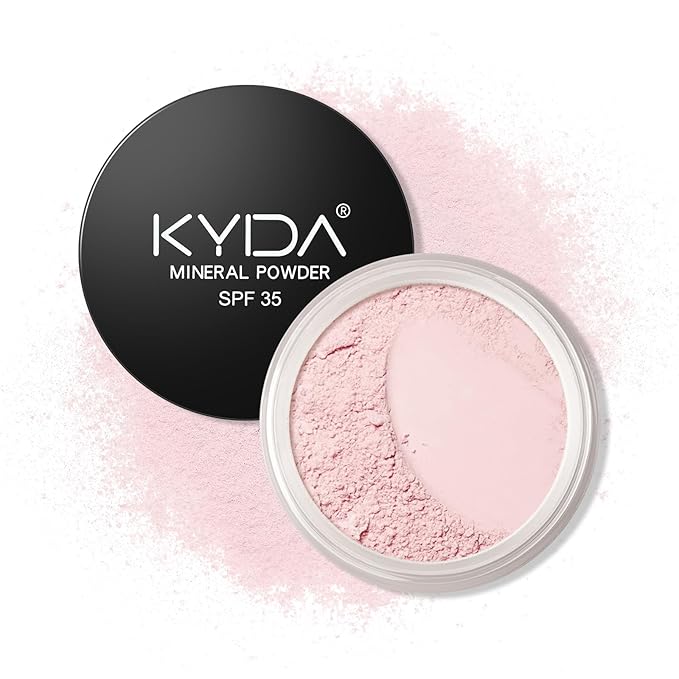 Mineral Setting Powder, SPF 35 Pink Natural Loose Sunscreen Powder, Weightless and Oil Control, Blurring Finishing, Extend Base Makeup-Light Pink, 0.28oz
