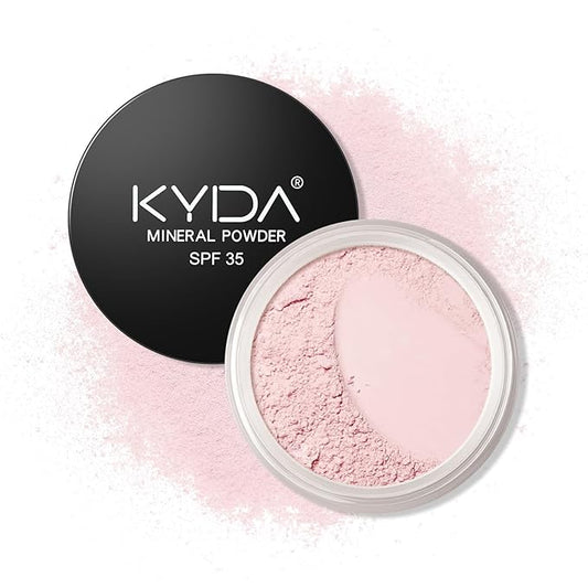 Mineral Setting Powder, SPF 35 Pink Natural Loose Sunscreen Powder, Weightless and Oil Control, Blurring Finishing, Extend Base Makeup-Light Pink, 0.28oz