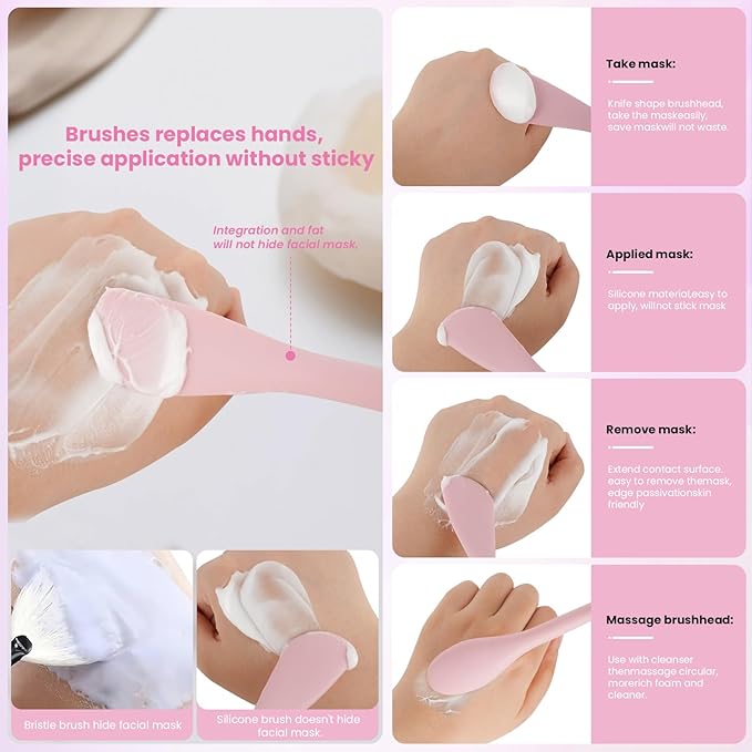 2PCS Silicone Facial Cleaning Brush- 2 in 1 Face Scrubber Exfoliator for Exfoliating, Massaging, Remove Blackheads- Face Mask Applicator Brush for for Mud, Clay, Lotion, DIY Mask