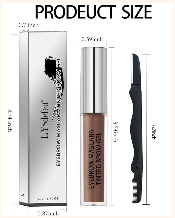 Waterproof Tinted Eyebrow Gel-Long Lasting Smudge-Proof Eyebrow Mascara Tinted Brow Glue,Eye Brow Filler,Volumizing Enhance Brow Mascara With Brow Razor,Women's Day Eye Makeup Gift for Women-06 Ebony