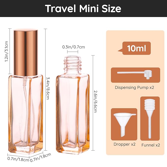 Segbeauty Travel Perfume Atomizer Refillable, 10 Packs Empty Perfume Spray Bottles, 10ML Mini Pocket Cologne Sprayer Fine Mist Atomizer Cosmetic Sample Bottle for Outgoing Party Work