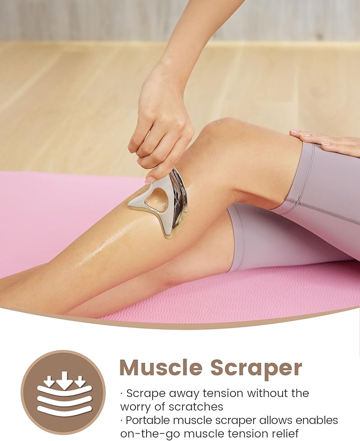 lifechill Heavy-Duty Stainless Steel Gua Sha, Muscle Scraper Tool, Lymphatic Drainage Massager for Self Care, Metal GuaSha Tool for Full Body, Trigger Point Massage Tools for Pain Relief