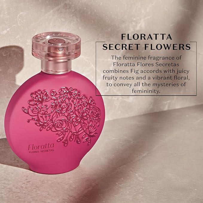 O BOTICARIO Floratta Secret Flowers Eau de Toilette, Long-Lasting Floral Rose Fragrance Perfume for Women, 2.5 Ounce