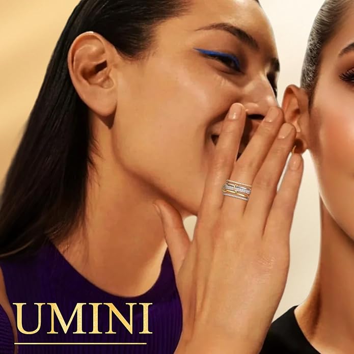 18K Gold plated Stackable Rings For Women Silver And Gold Stackable Ring Set Cubic Zircon Mixed Metal Rings For Engagement Wedding Birthday Valentine's Day Mother's Day Gift