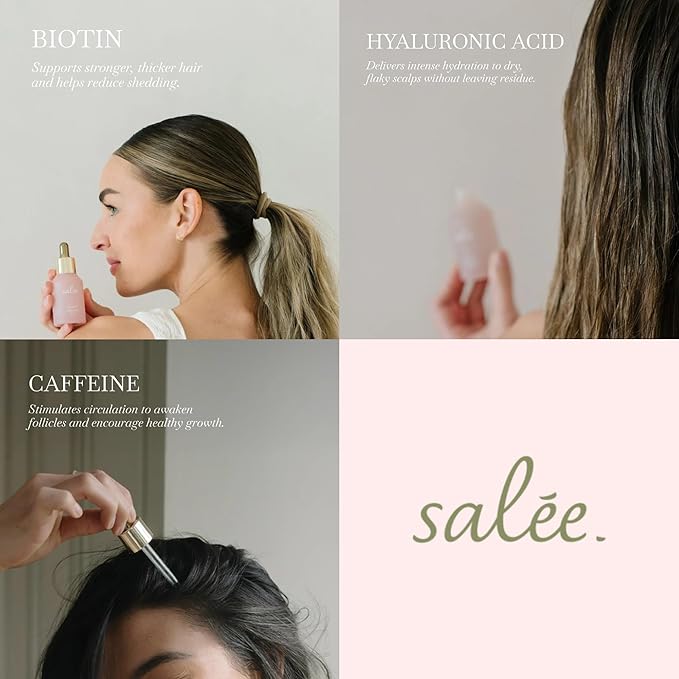 Salee- Dry Scalp Serum Nourishing & Moisturizing| Biotin, Caffeine For Thinning Hair, Reduce Shedding, Hydrate, Stimulate+ Hyaluronic Acid