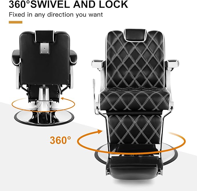 Artist hand All Purpose Barber Chair Wide Backrest Reclining Salon Chair for Hair Stylist Tattoo Chair Makeup Chair for Salon Equipment (Black)