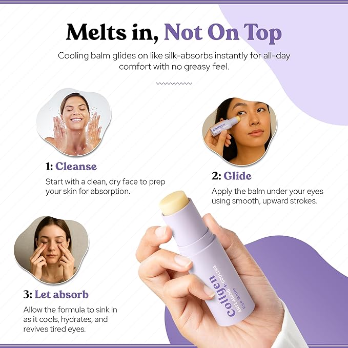 BellaBLISS Collagen Eye Balm Stick for Dark Circles, Puffiness & Wrinkles – Cooling Under Eye Cream with Collagen, Anti-Aging & Hydrating Formula – Made in Korea - 0.35 oz / 10 g - Pack of 2