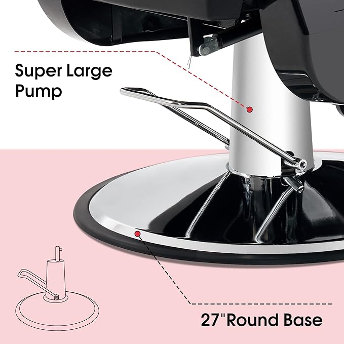 BarberPub Heavy Duty Reclining Barber Chair, All Purpose Hydraulic Salon Chairs for Hair Stylist, Barbershop Salon Tattoo 2688(Yellow&Red)