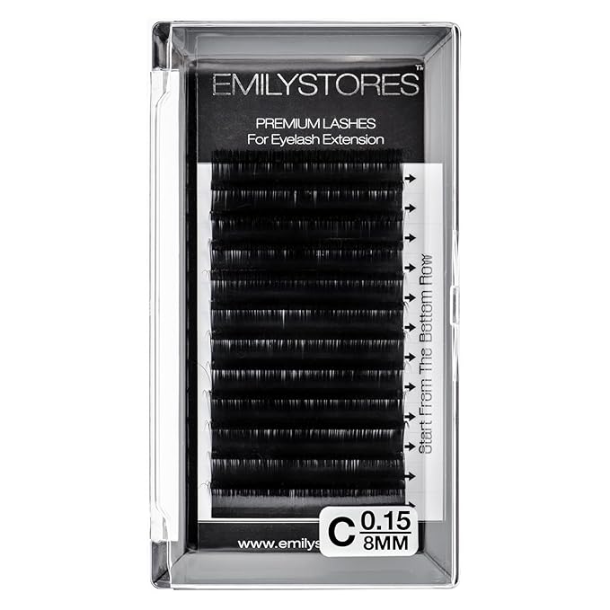 Eyelash Extensions 0.15mm Thickness C Curl 8mm Length Individual Volume Natural Eyelashes For Lash Extensions(0.15,C,8mm)