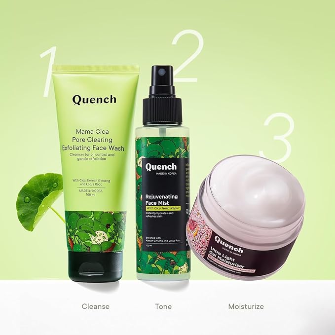 Quench CICA & 2% Niacinamide Face Mist Toner for Oil & Acne Control | Hydrates, Calms and Refreshes Skin | Gentle & Non-Irritating | Lightweight, Alcohol-Free and Non-Comedogenic (100ml)