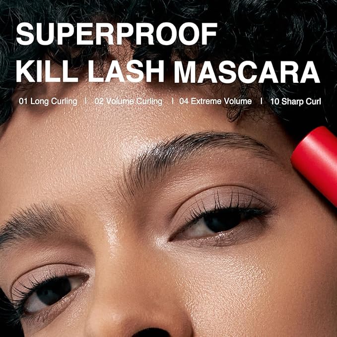 CLIO Kill Lash Superproof Mascara, Waterproof Mascara Black, Lifting Defined Natural Eyelash, Volumizing, Long-Lasting, Clump & Smudge-Free, for Sensitive Eyes, Korean Makeup Beauty (010 Sharp Curl)