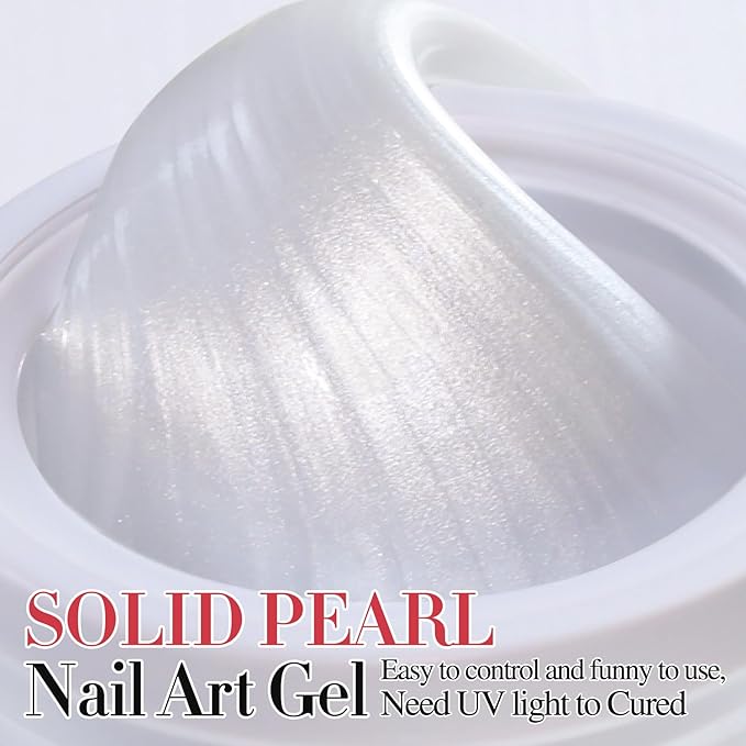 Double Rhythm 3D Nail Gel Pearl Solid Sculpting Gel for Nail Art Non-Sticky Hard Gel for Building Carving Molding Nail Extension Soak Off UV/LED Nail Art Salon Home DIY 0.5 Oz (Silver-Silk 01)