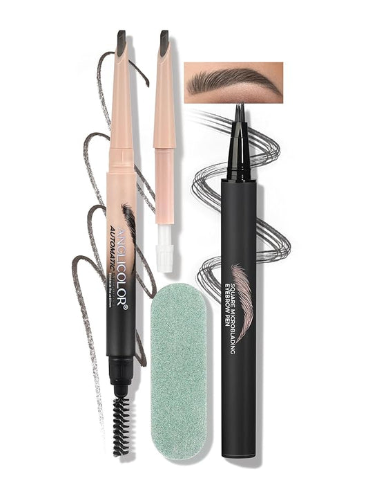 Anglicolor Microblading Eyebrow Pen, Liquid Eyebrow Pen, Square Angled Eyebrow Brush Natural Hair-Like Brow, Long-Lasting, Waterproof Eye brow Pencil for Women and Girls Makeup (03 Caramel Blonde)