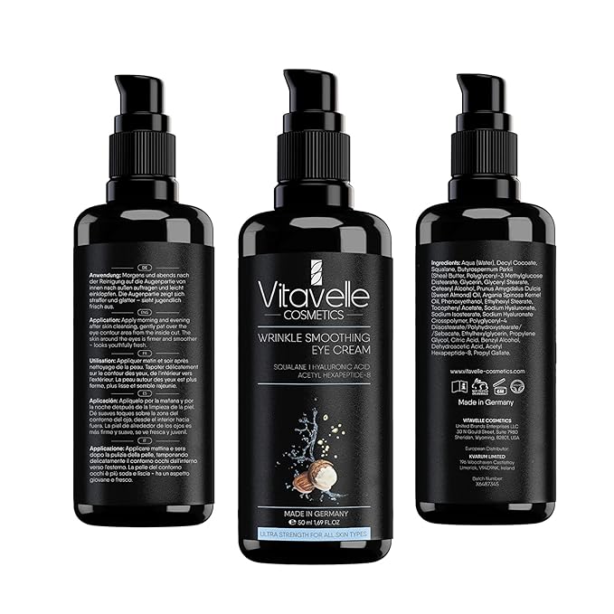 Smoothing Eye Cream for Wrinkles- Anti Aging Eye Cream for Dark Circles and Puffiness, Under Eye Cream for Dark Circles & Wrinkles, Under Eye Cream with Hyaluronic Acid (Squalane (50 ml))