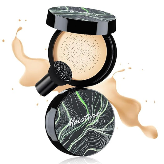 Mushroom Head Air Cushion CC Cream Foundation Full Coverage Moisturizing Oil Control Waterproof Long-Lasting Even Skin Tone Natural Cream Foundation for Mature Skin (Ivory)