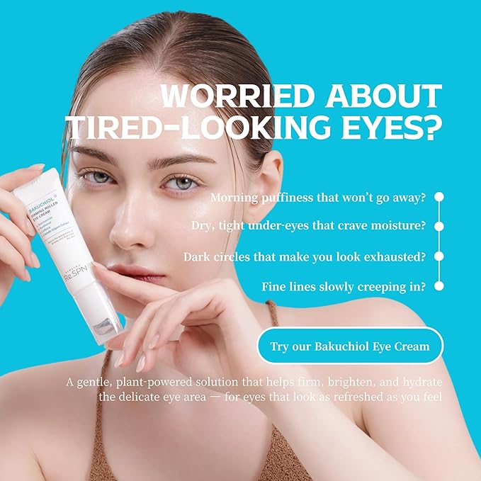 Re.SPN Bakuchiol Firming Roller Eye Cream – For Puffy Eyes, Wrinkles & Dark Circles with Gua Sha Applicator, Vegan, Natural Retinol, Niacinamide, K-Beauty (0.67 fl oz)