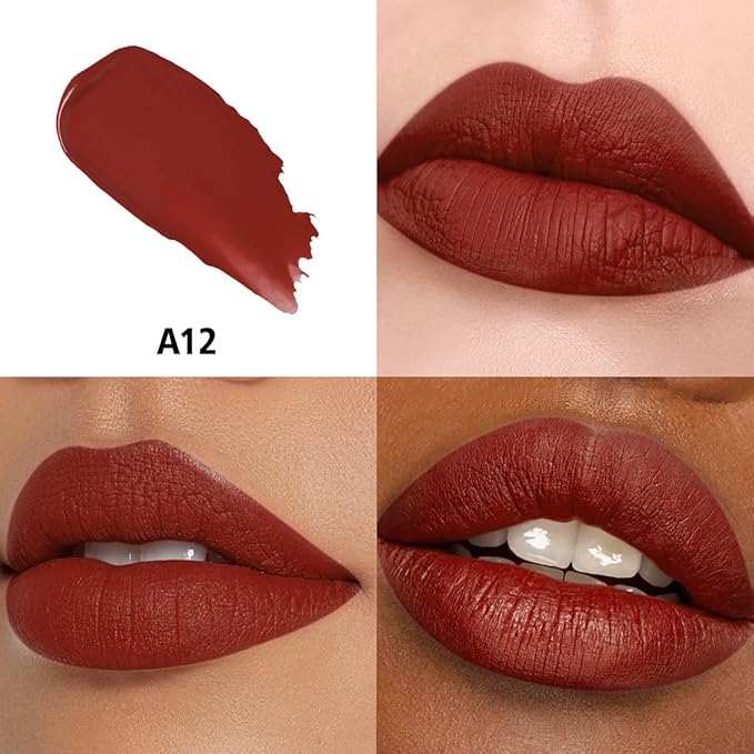 Berry Pink Red Lipstick 3Pc Long Lasting Lipsticks for Women Pigmented Smudgeproof Transferproof Vegan Cruelty Free Lip Color, A66/44/12
