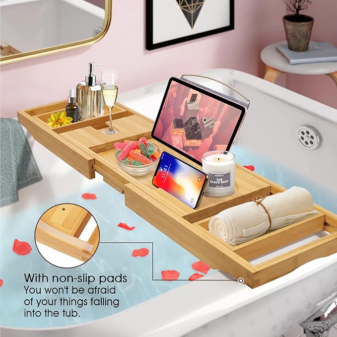 Artmalle bathtub caddy tray for
