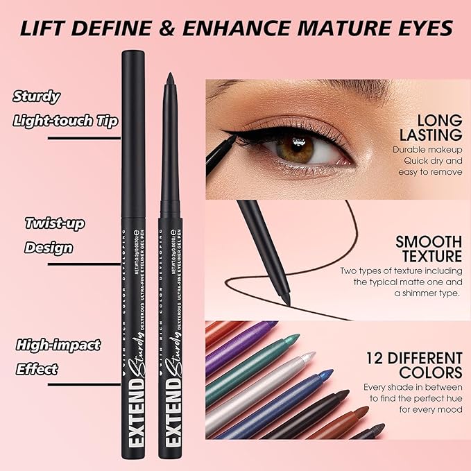 Gold Eyeliner Retractable Gold Glitter Eyeliner Pencil Waterproof Long Lasting Smudge-proof Hypoallergenic #03
