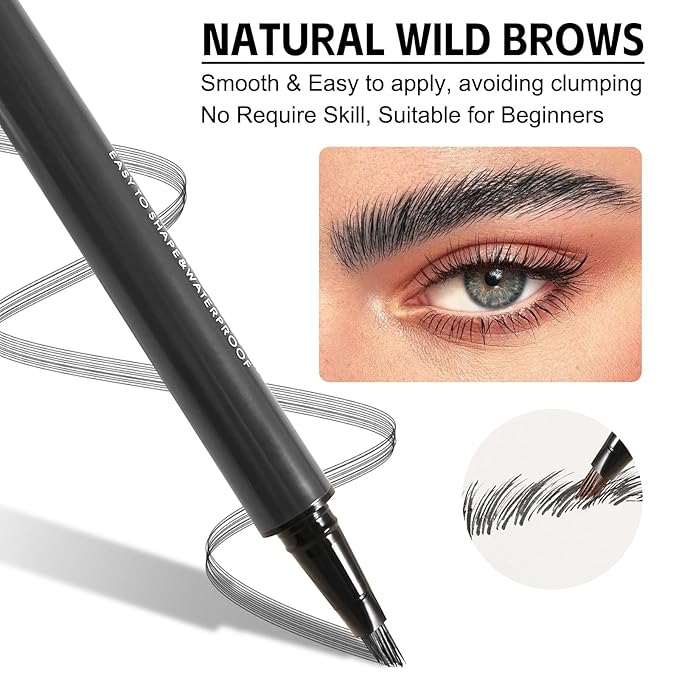 Boobeen Liquid Microblading Eyebrow Pencils, Waterproof Eyebrow Pen for Natural Brow, Long-Lasting Precision Brow-Fection Pen for All-Day, for Women Girls Makeup