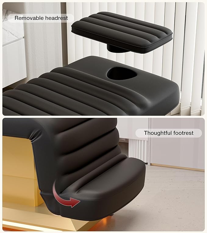 Paddie Professional Fully Electric Spa Chair, 3 Motor Esthetician Spa Bed with LED Light, Motorized Height & Angle Adjustable for Facial & Medical, 550lbs Capacity, Black