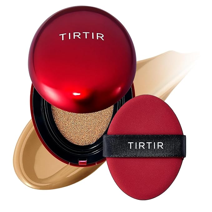 TIRTIR Mask Fit Red Cushion Foundation | Full coverage, Weightless, Skin fit, Satin Glow Finish, Korean Makeup BB Foundation, beauty, Tattoo cover up, Buildable (#33W Ginger / 0.63 Fl Oz)