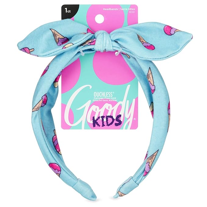 GOODY Kids Headband - Ice Cream Print - Comfort Fit for All Day Wear - Secures All Hair Types