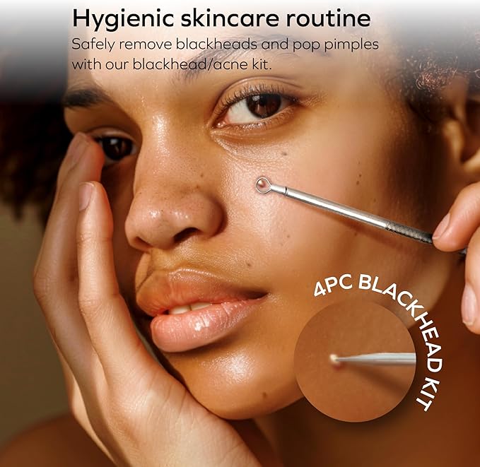 Bella Ciao 6-in-1 Facial Skin Care Products, Makeup Remover, Exfoliating Brush, 4-Piece Blackhead Removal Kit, Complete Skincare Set, Deep Facial Cleansing Brush (Pink)