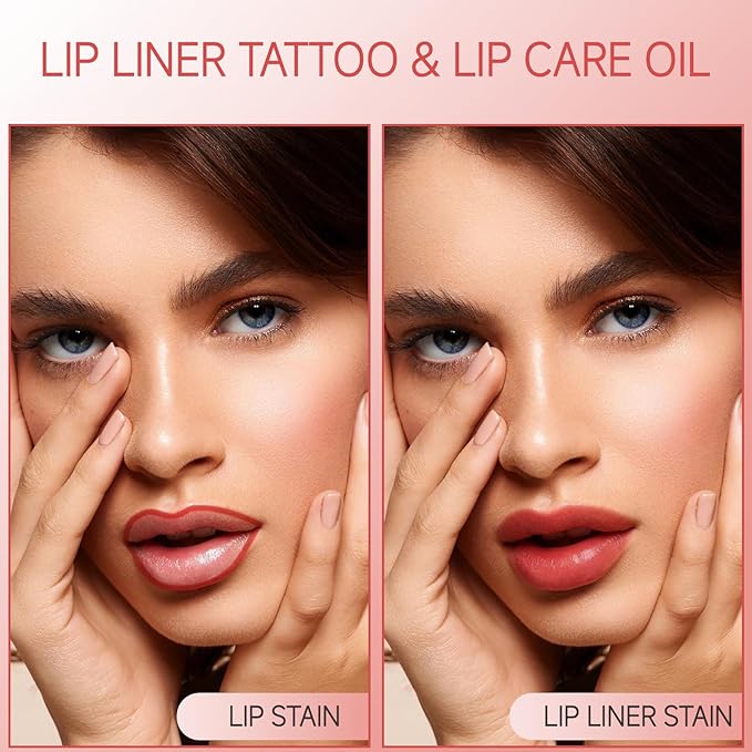 KISSIO Lip Stain Set,Peel Off Lip Liner Stain and Lip Care Oil,Transfer Proof,Long Lasting and Waterproof Lip Tint,Matte Finish,Lip Combo,07 Berry